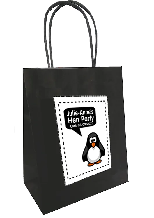 Personalised hen party gift bag penguin