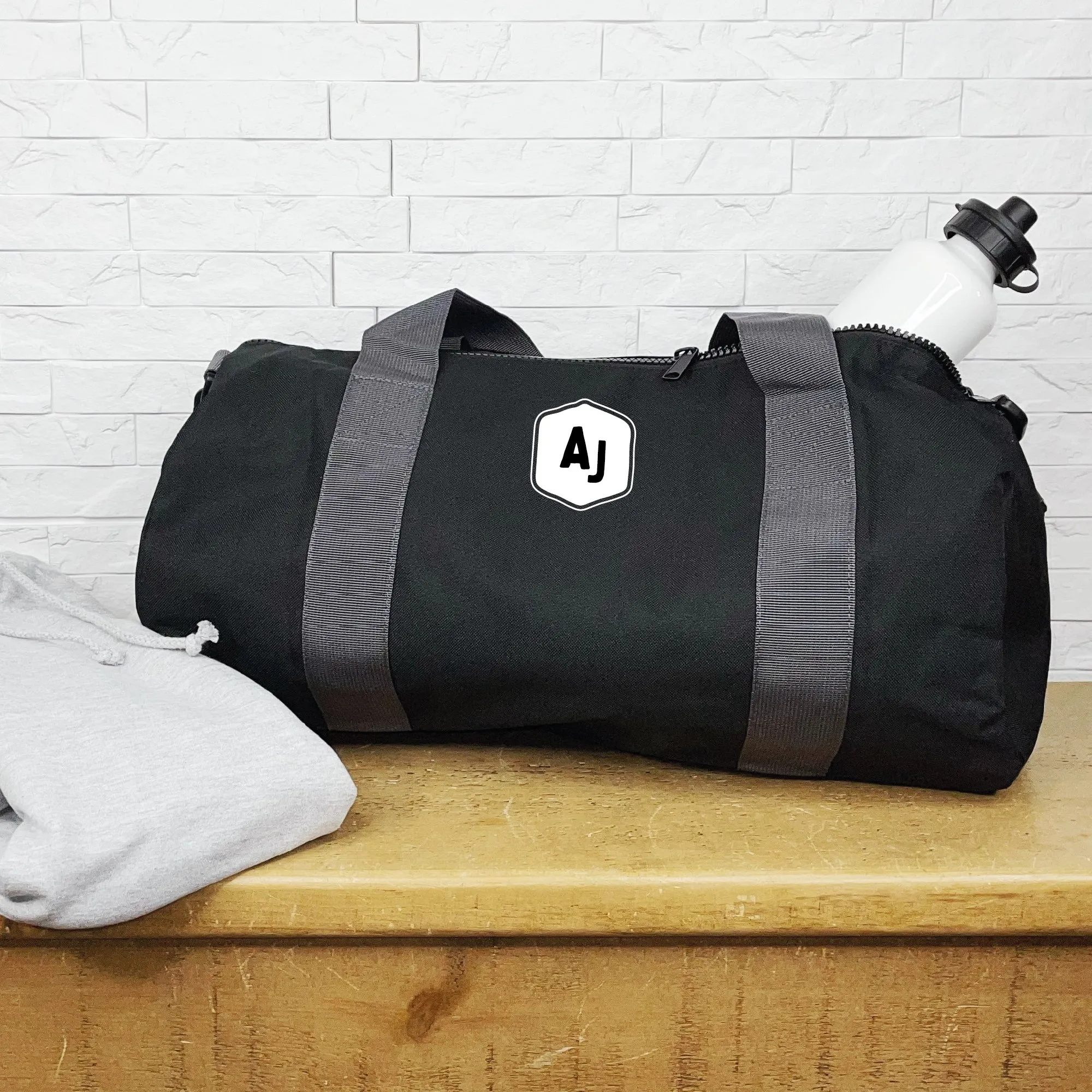 Personalised Holdall With Initials In Badge Design