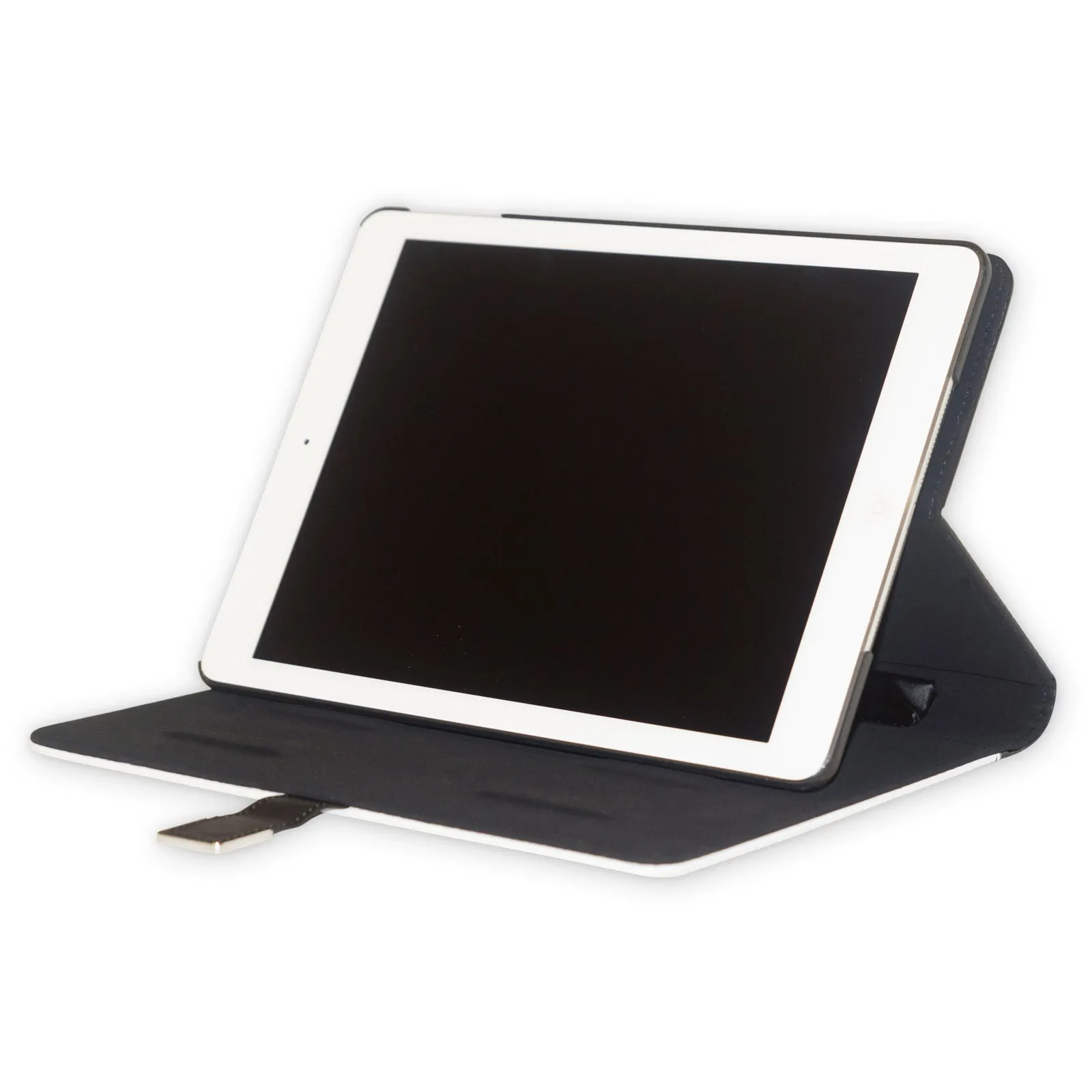 Personalised Leather iPad Case - Blue & Black Marble with Text