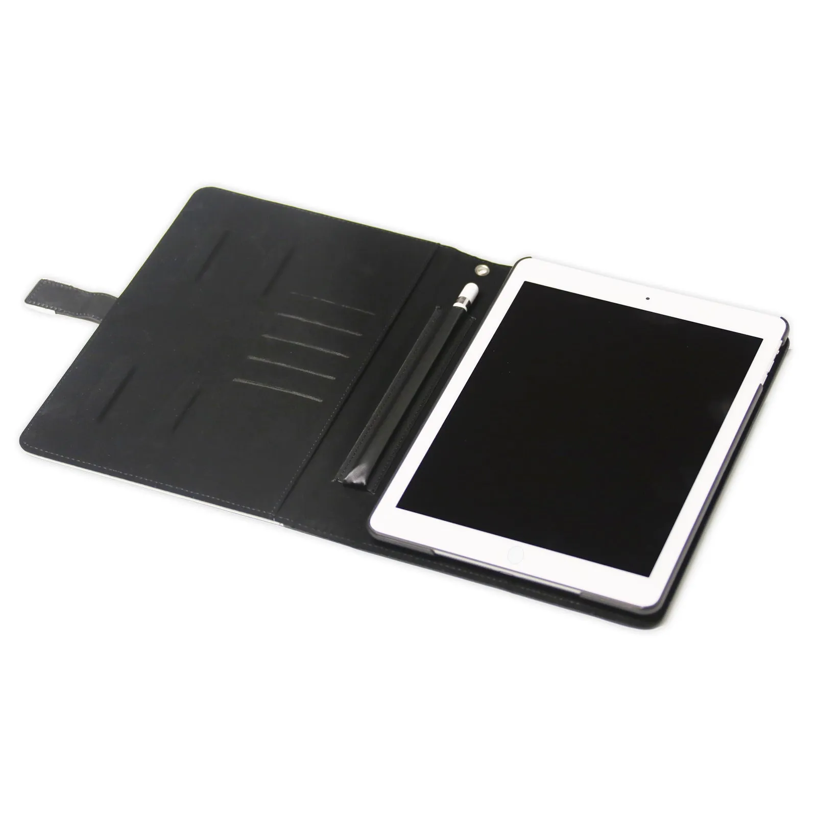 Personalised Leather iPad Case - White with Rose Pink Marble with Name