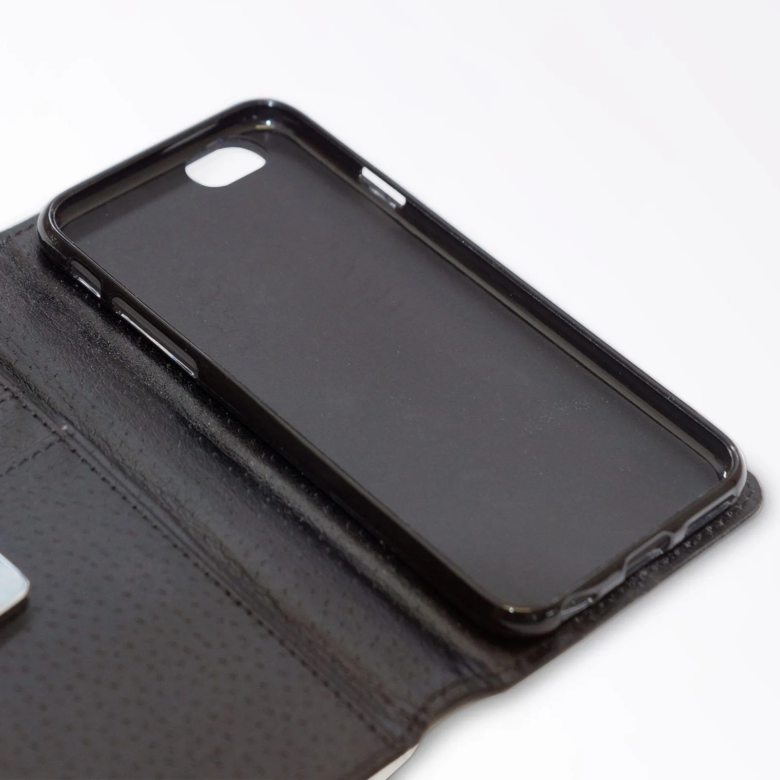Personalised OnePlus Phone Leather Wallet with Winged Unicorn and Pink Text on Black Marble