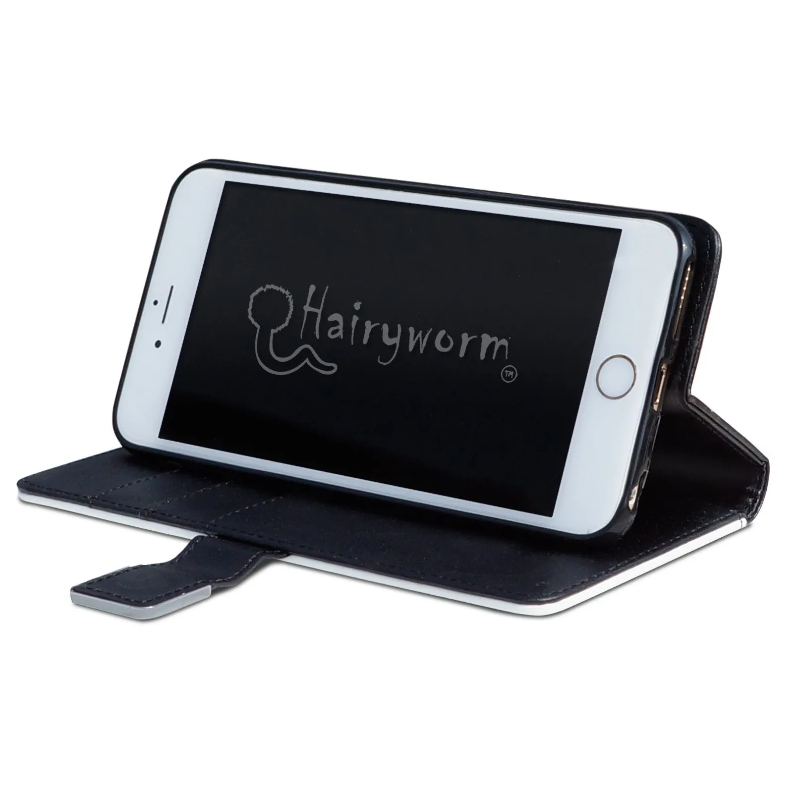 Personalised OnePlus Phone Leather Wallet with Winged Unicorn and Pink Text on Black Marble