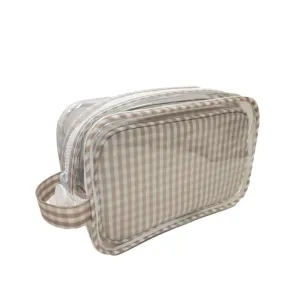 Personalized Beige Clear Duo Pouch