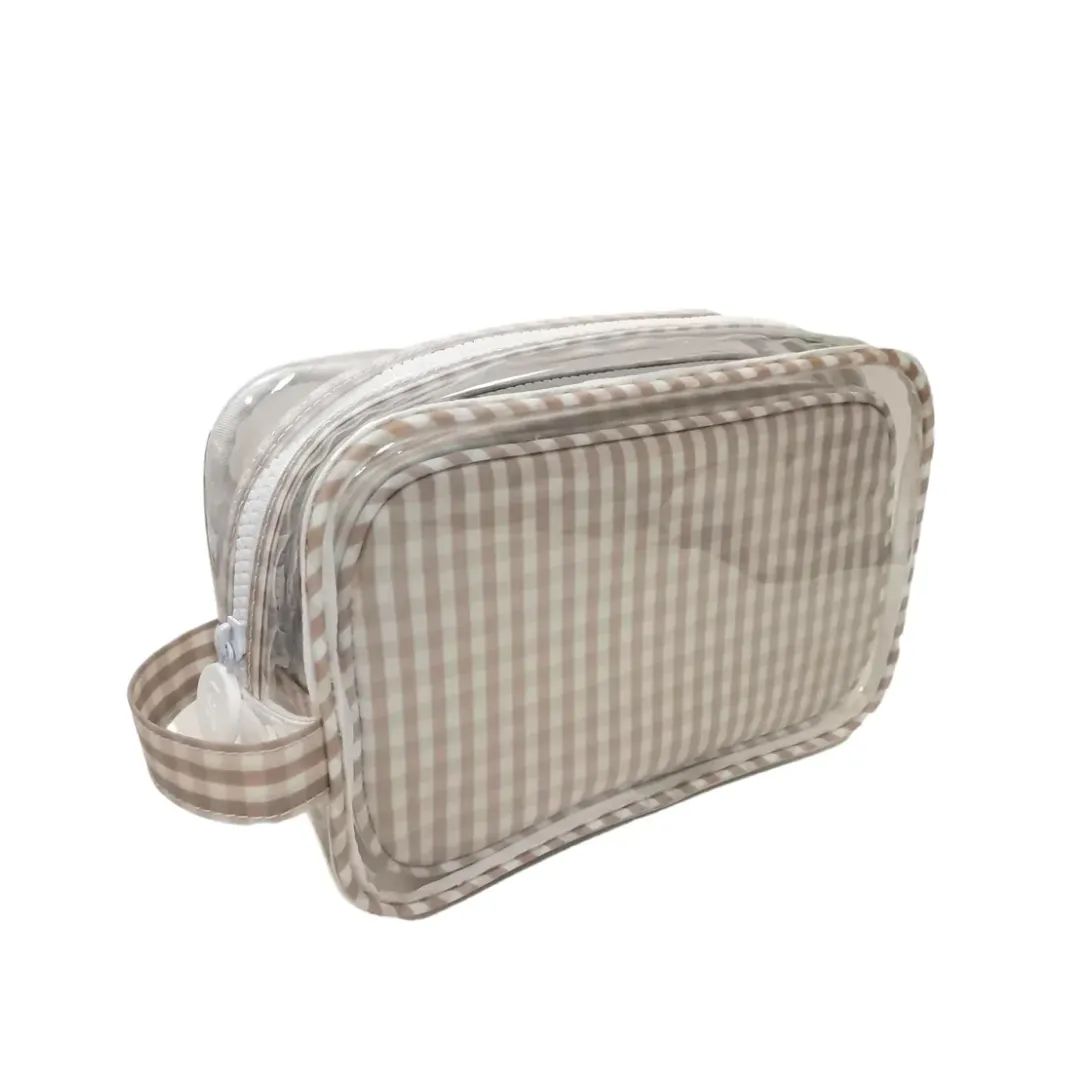 Personalized Beige Clear Duo Pouch