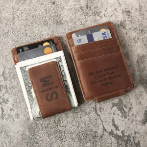 Personalized Leather Money Clip, Custom Leather Money Clip, Engraved Money Clip, Custom Leather Credit Card Wallet, Personalized Card Holder
