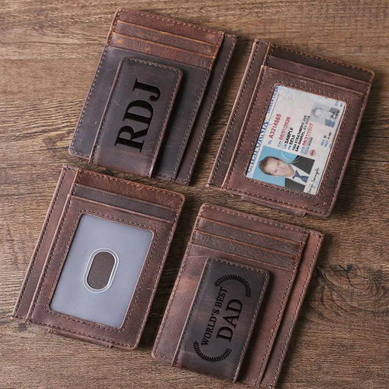 Personalized Leather Money Clip, Magnetic Money Clip, Money Clip Wallet