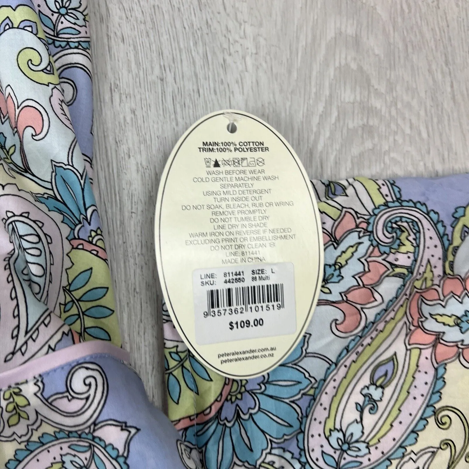 Peter Alexander Womens Paisley Pyjama Set Size Large (New, RRP $109)