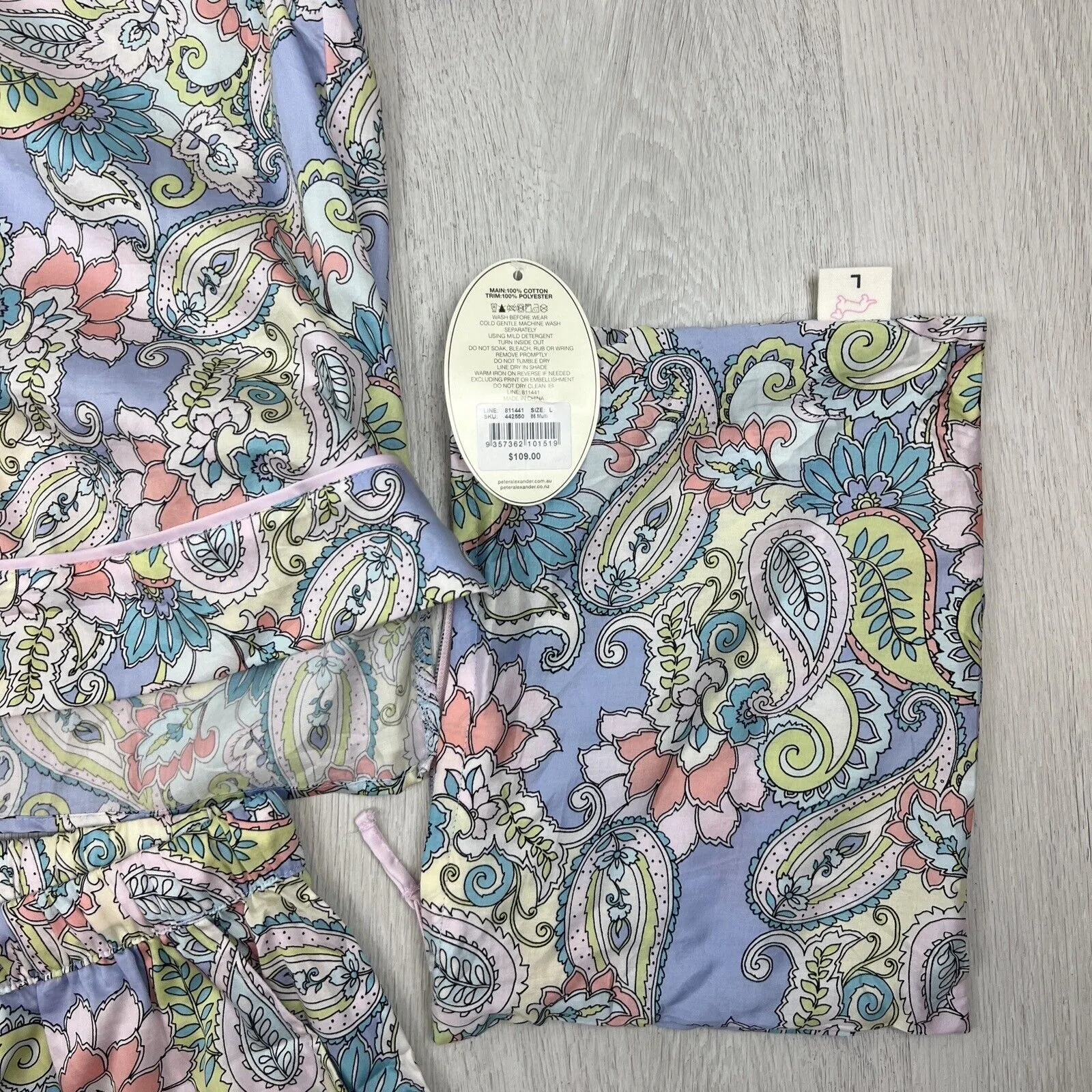 Peter Alexander Womens Paisley Pyjama Set Size Large (New, RRP $109)