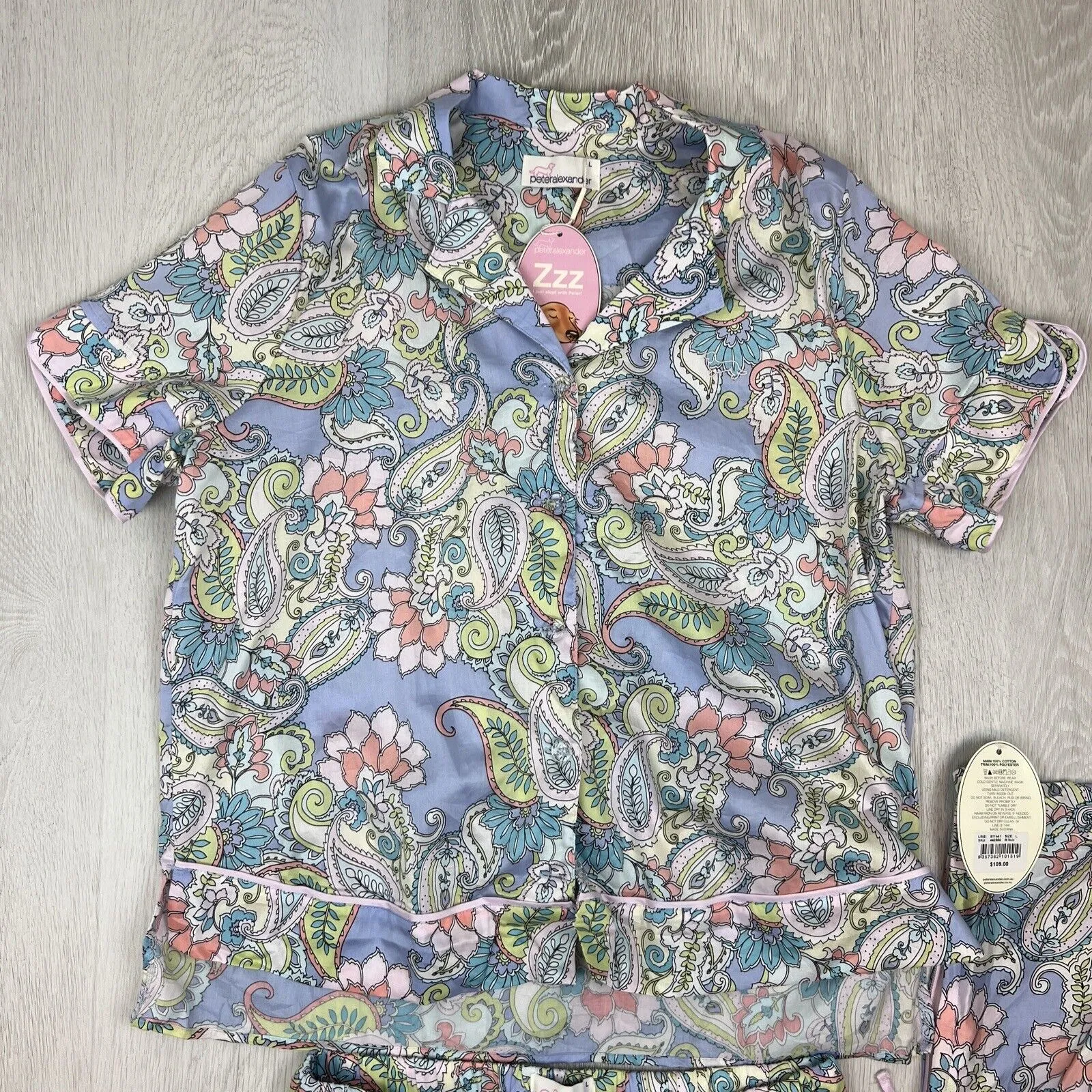 Peter Alexander Womens Paisley Pyjama Set Size Large (New, RRP $109)