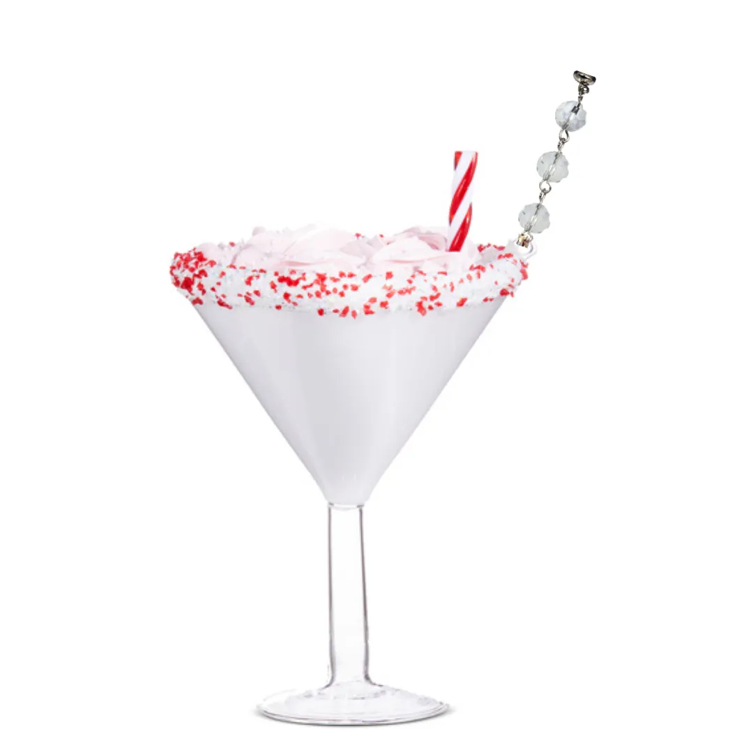 PINK PEPPERMINT MARTINI GLASS (Set/1) MAGNETIC CHANDELIER ORNAMENT