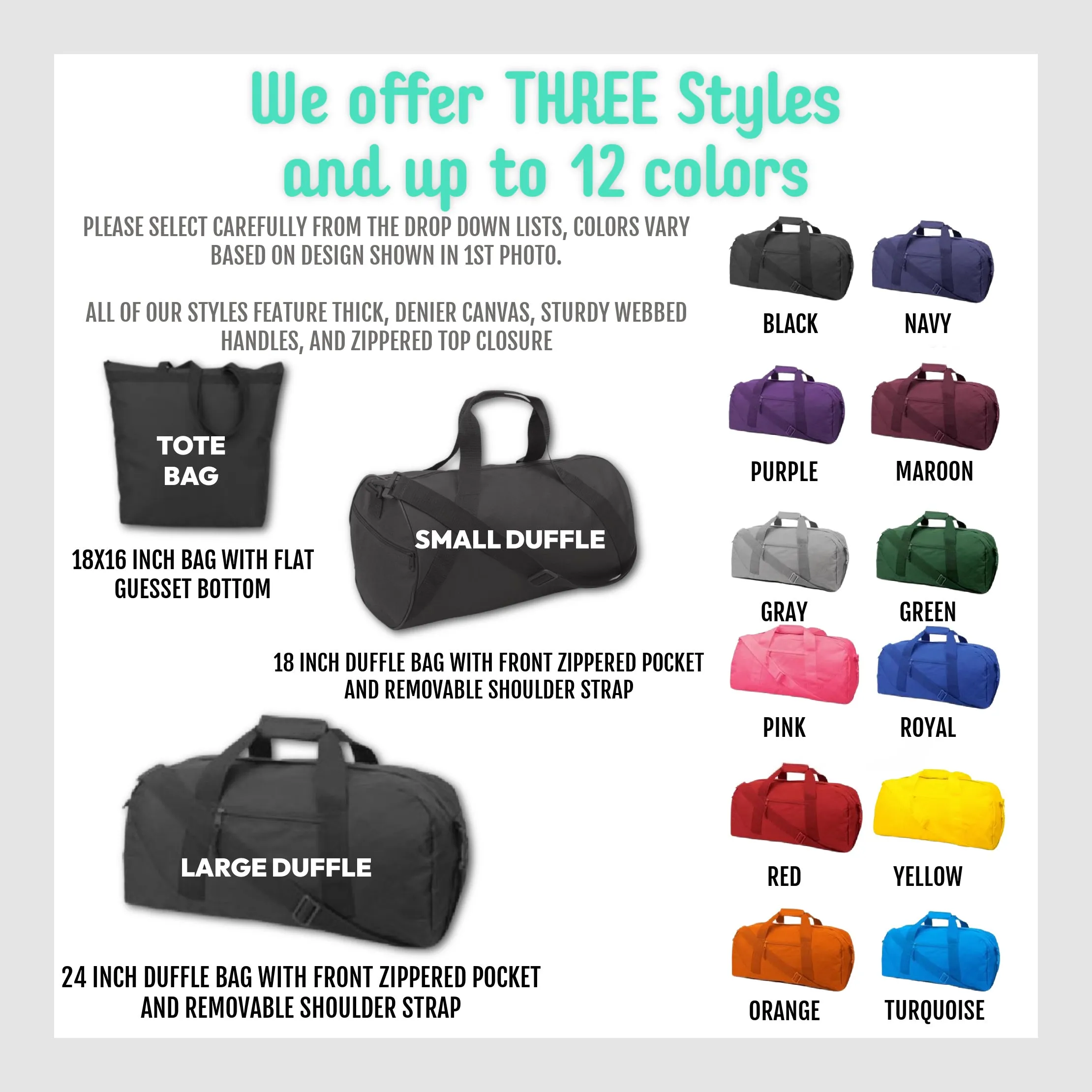 Pink Purple Teal Splatter Print Personalized Gymnastics Duffle or Tote Bag