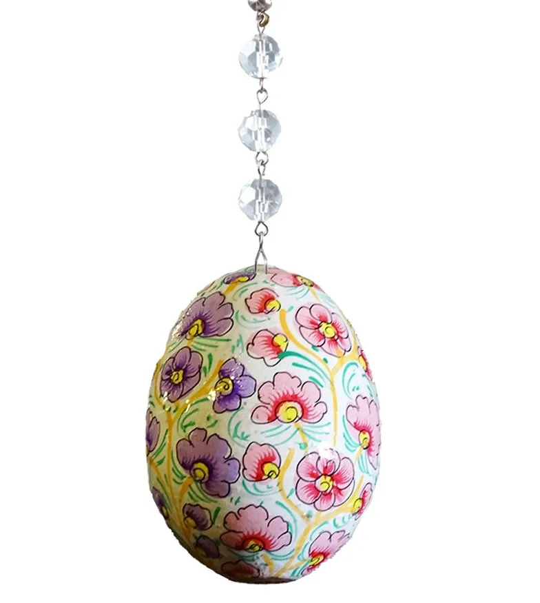 PINK/PURPLE/YELLOW FLORAL EGG MAGNETIC ORNAMENT (Box of 3) - Magnetic Chandelier Ornament