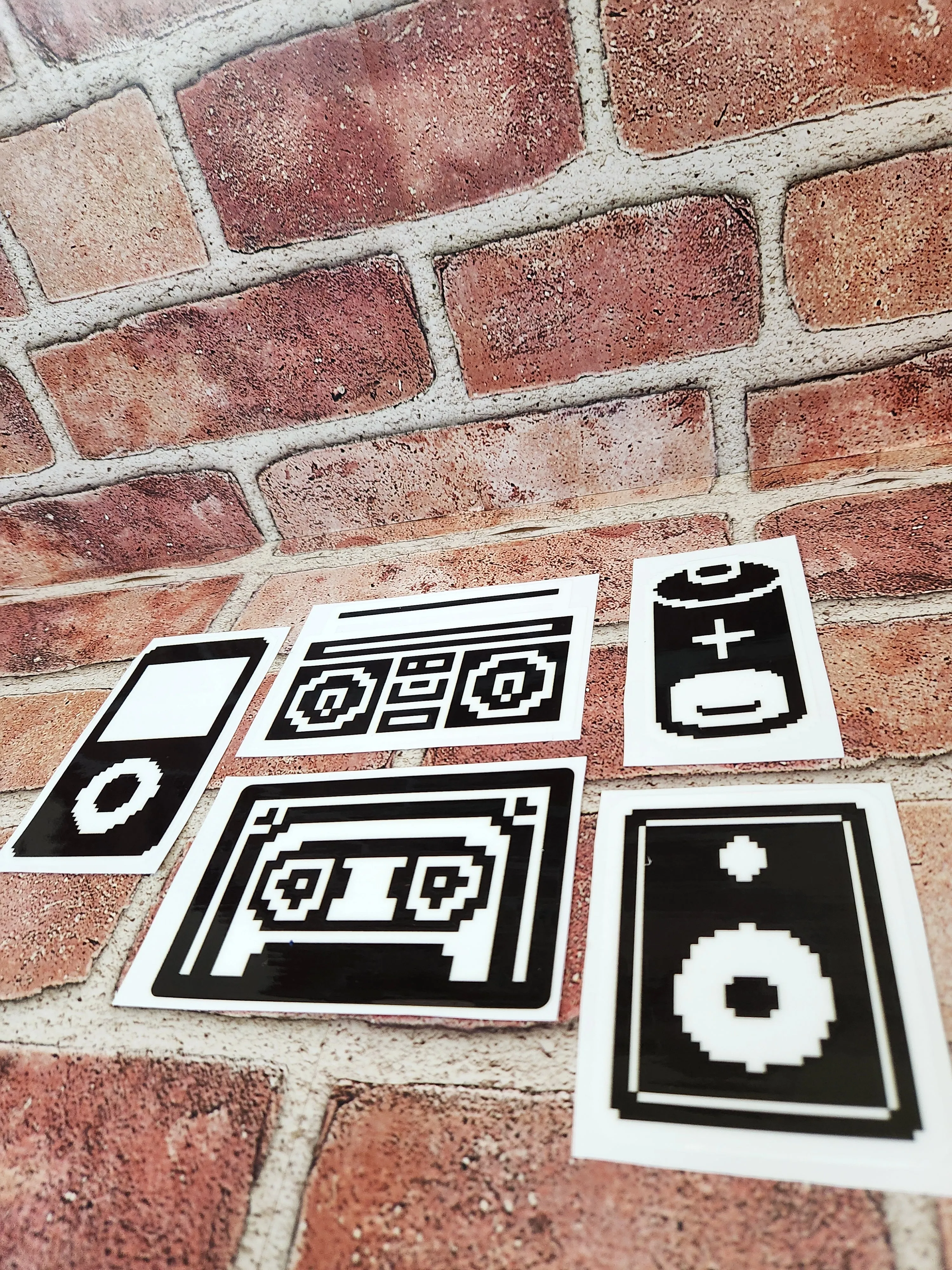 Pixel Ave Laptop Stickers (B&W)