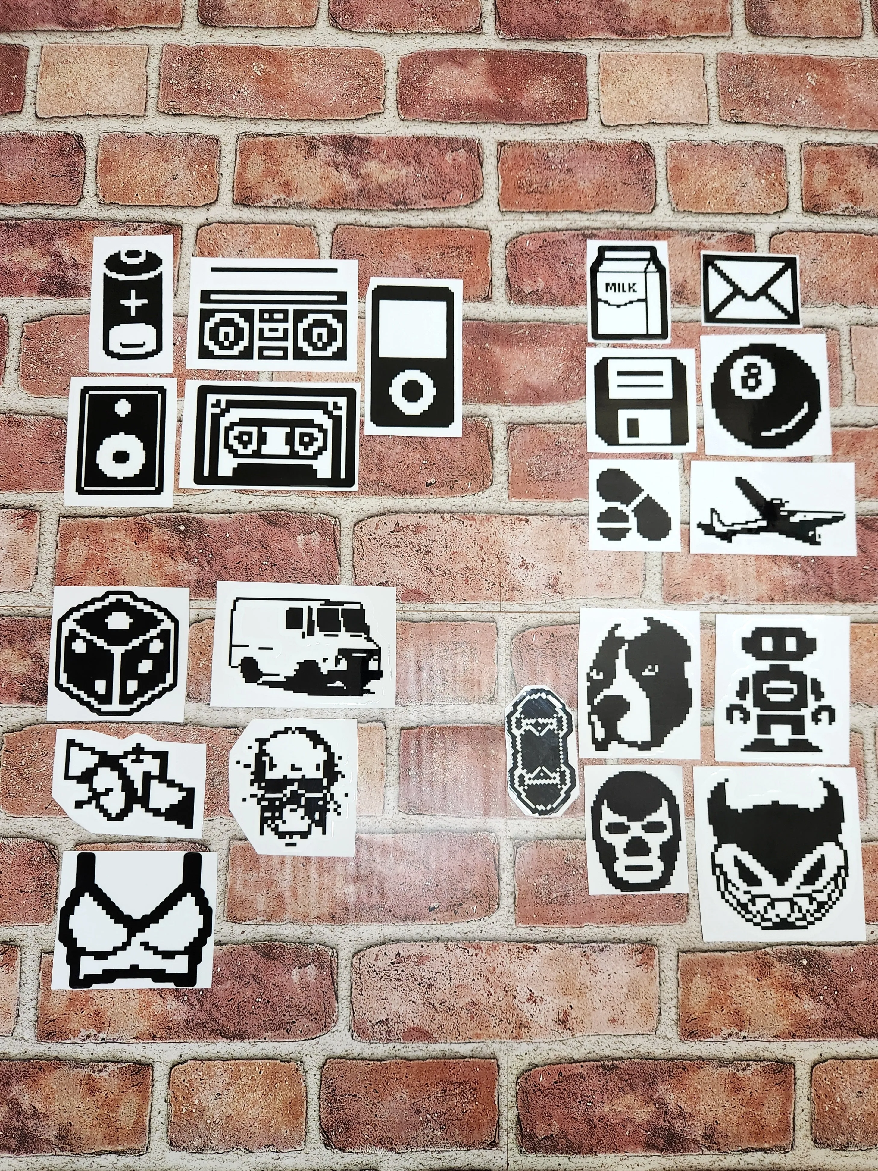 Pixel Ave Laptop Stickers (B&W)