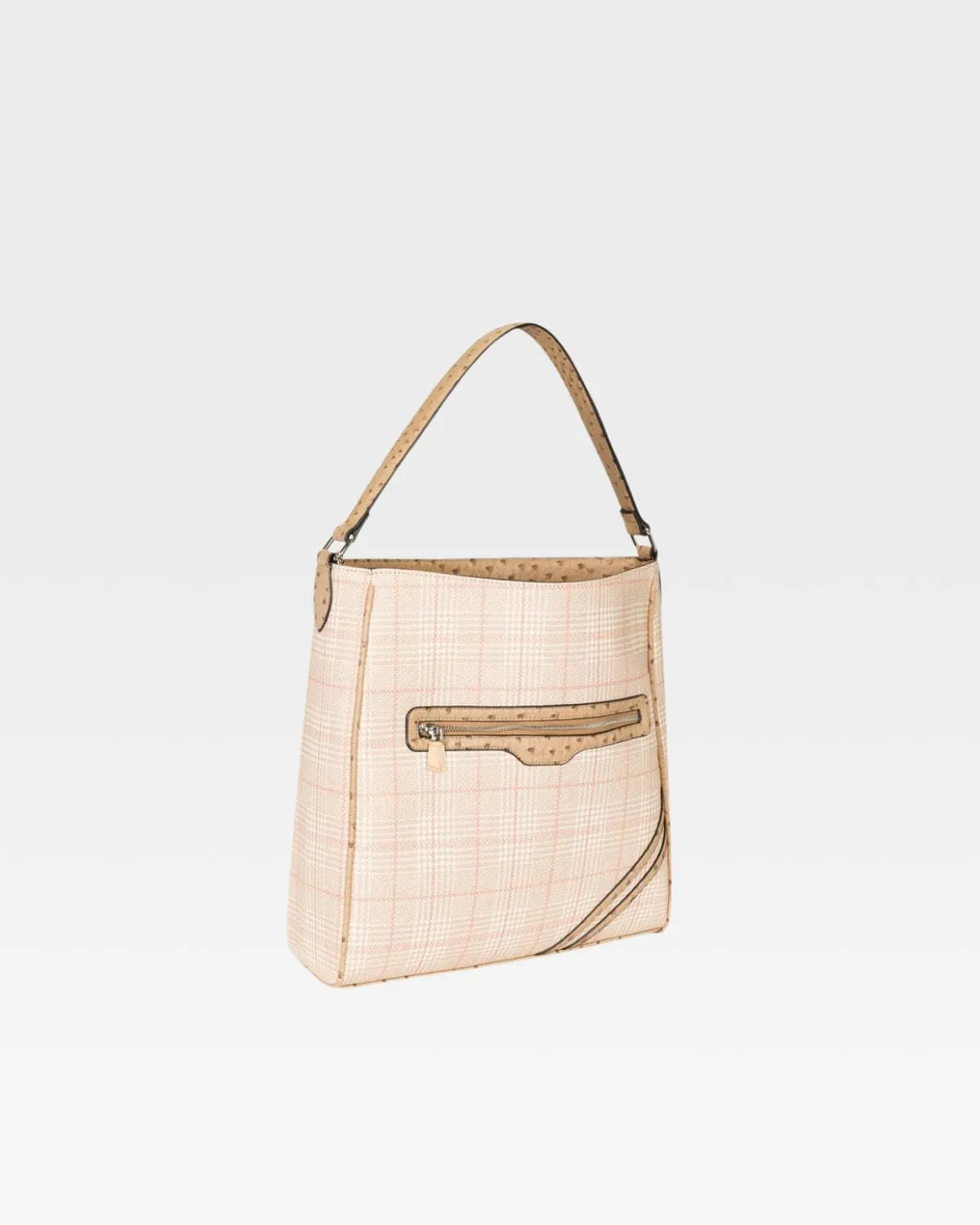 Plaid Mini Tote Bag in Beige