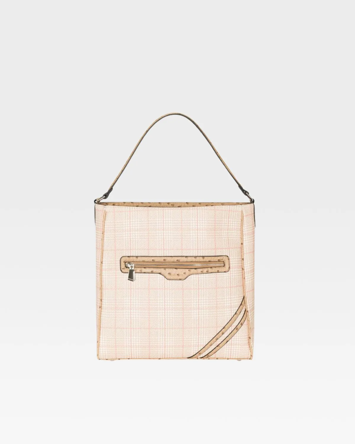 Plaid Mini Tote Bag in Beige