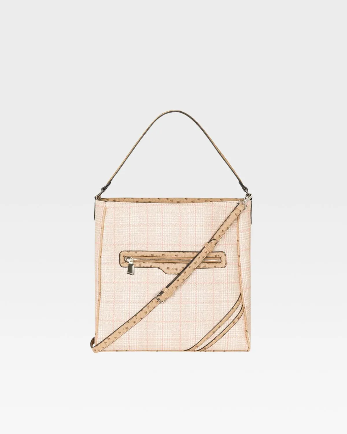 Plaid Mini Tote Bag in Beige