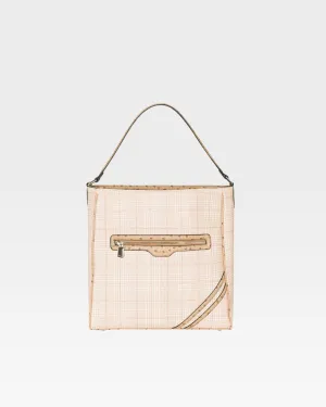 Plaid Mini Tote Bag in Beige