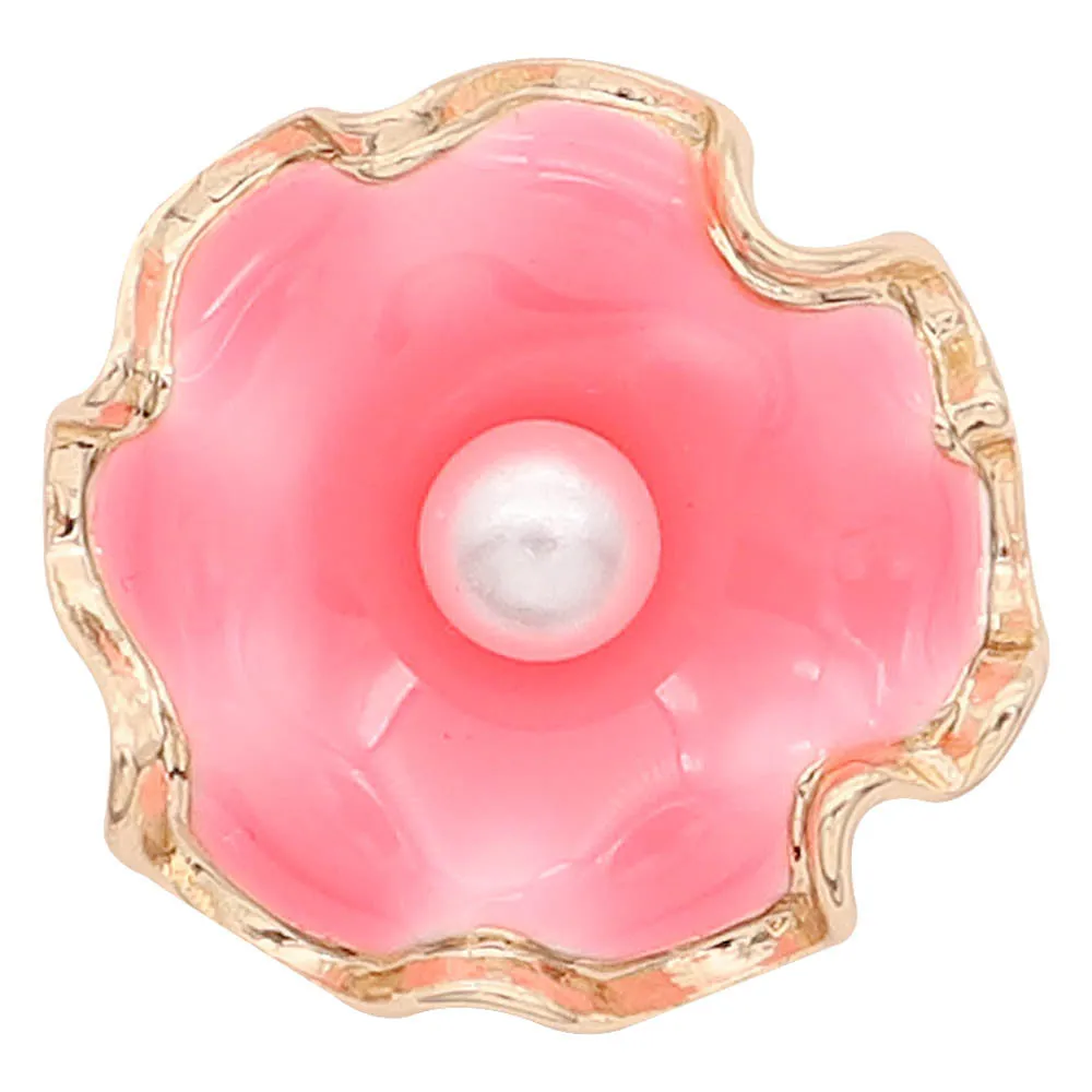 Plated Flower Pearl 2 Jewelry Snap