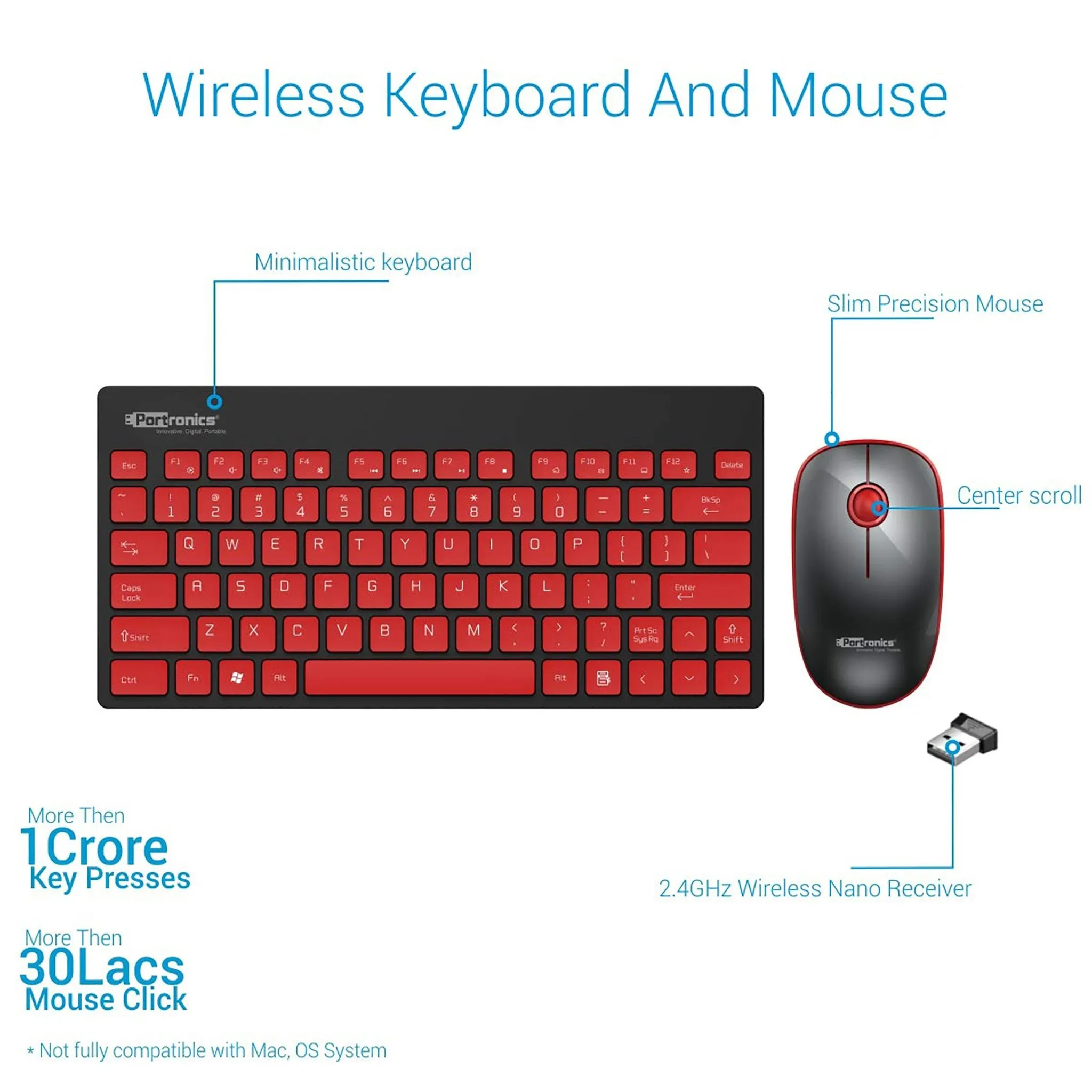 Portronics Multimedia Wireless Keyboard & Mouse