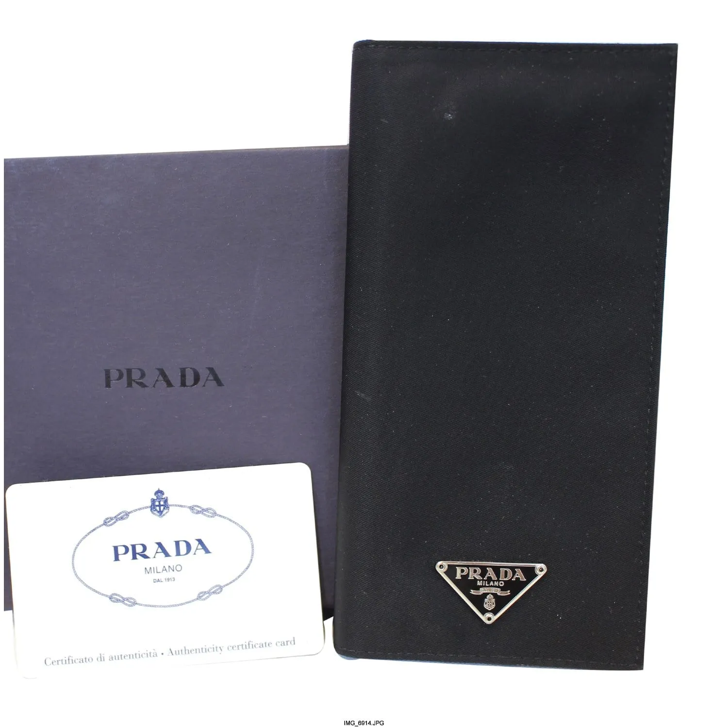 PRADA Black Nylon Checkbook Cover Wallet