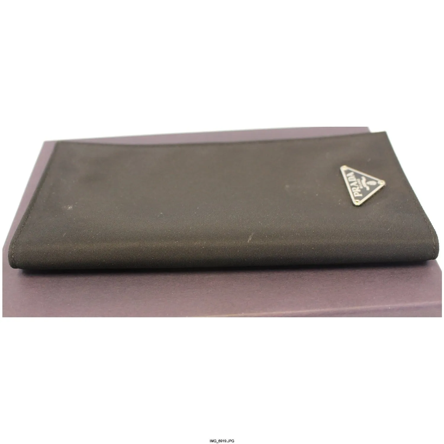 PRADA Black Nylon Checkbook Cover Wallet