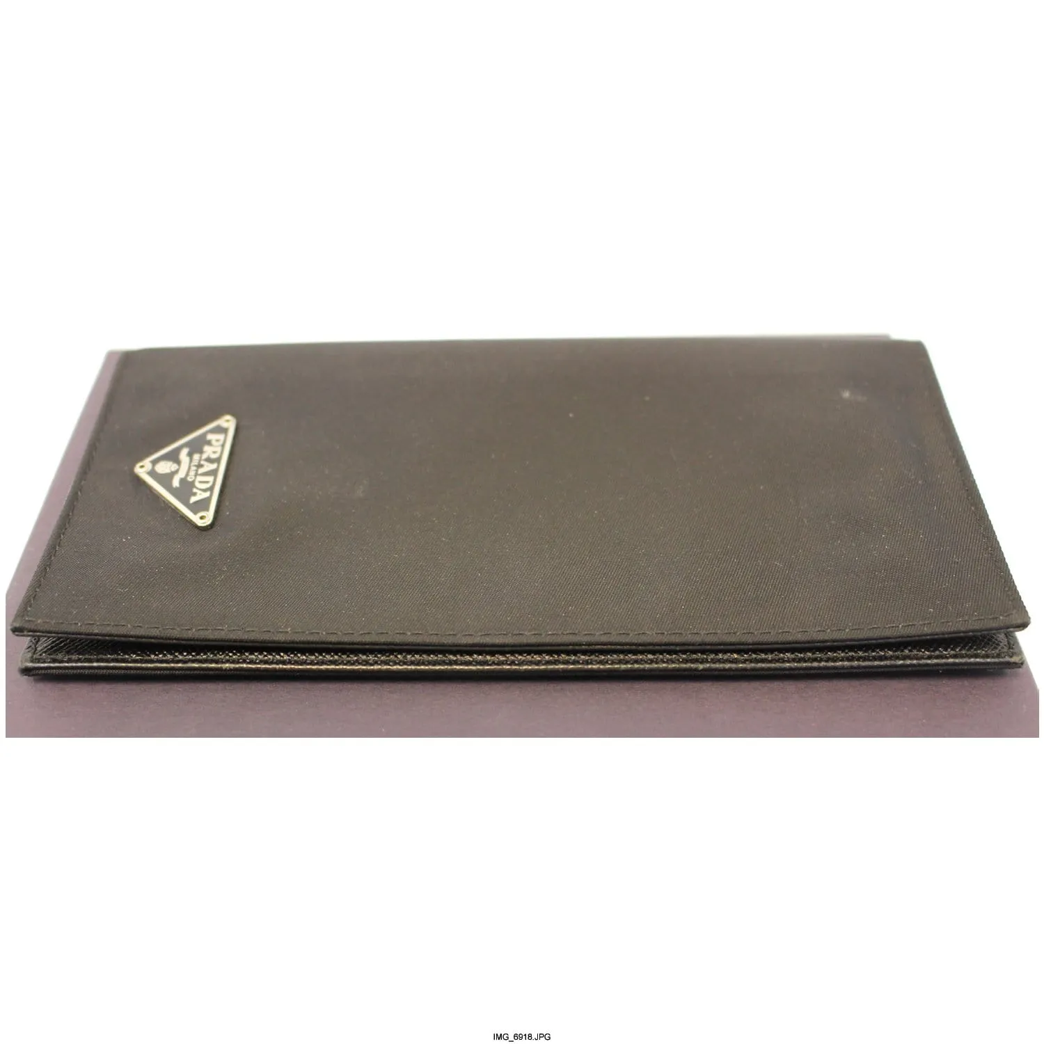 PRADA Black Nylon Checkbook Cover Wallet