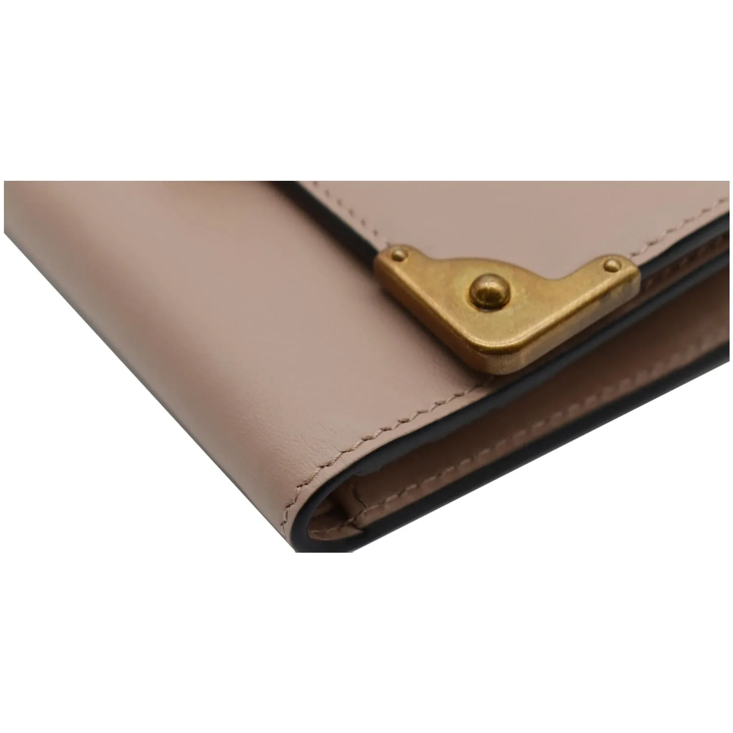 PRADA Cahier Saffiano French Compact Flap Wallet Beige