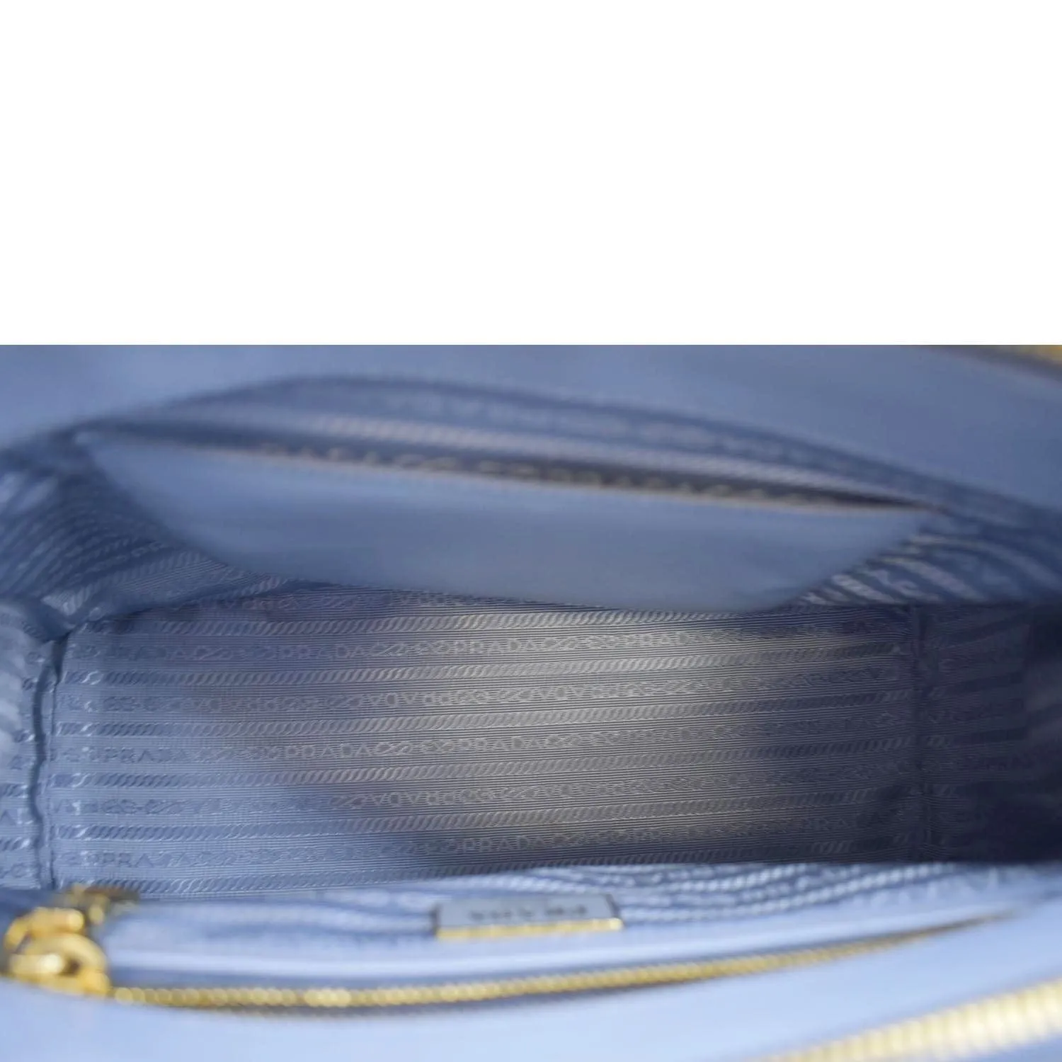 PRADA Galleria Double-Zip small Saffiano Leather Tote Bag Light Blue