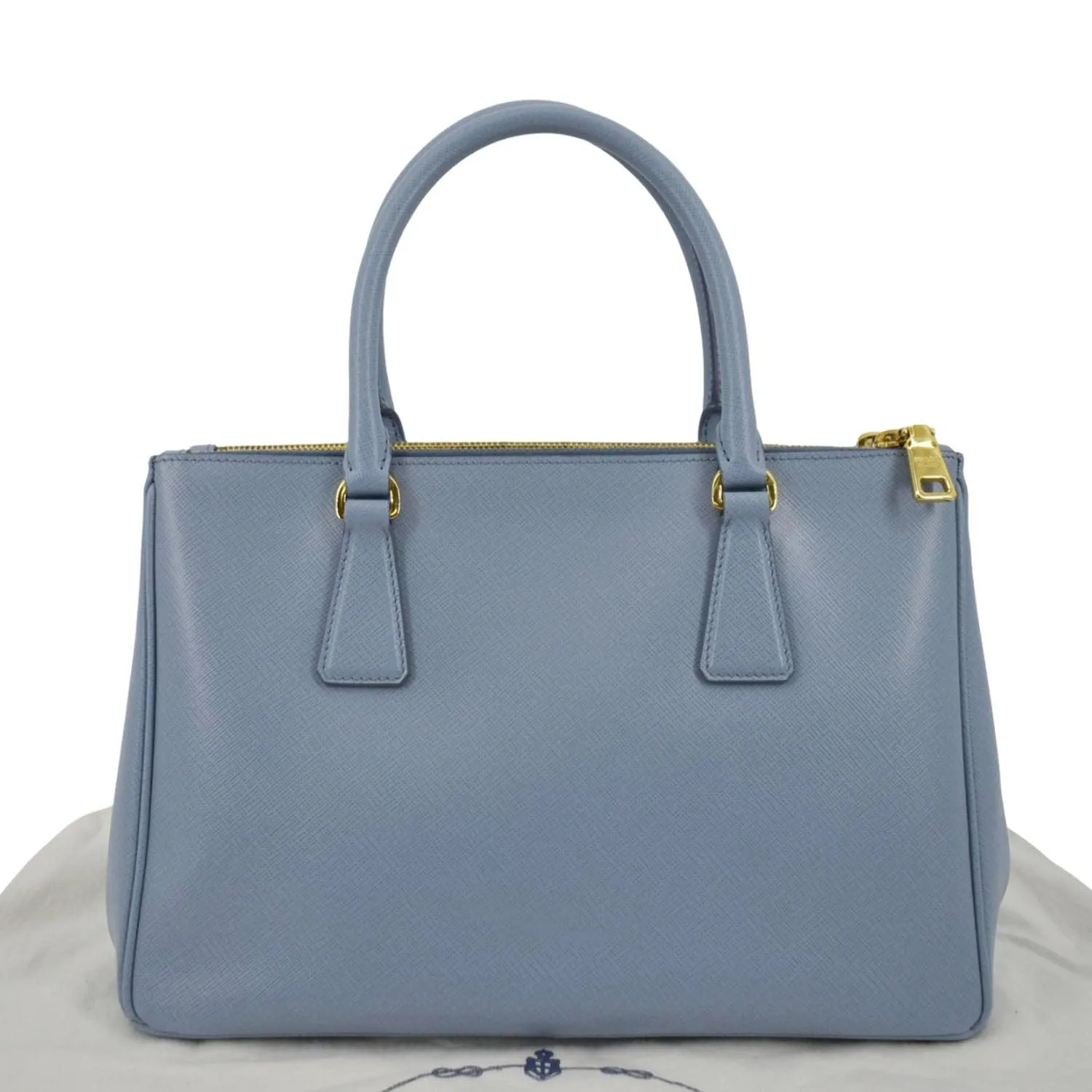 PRADA Galleria Double-Zip small Saffiano Leather Tote Bag Light Blue