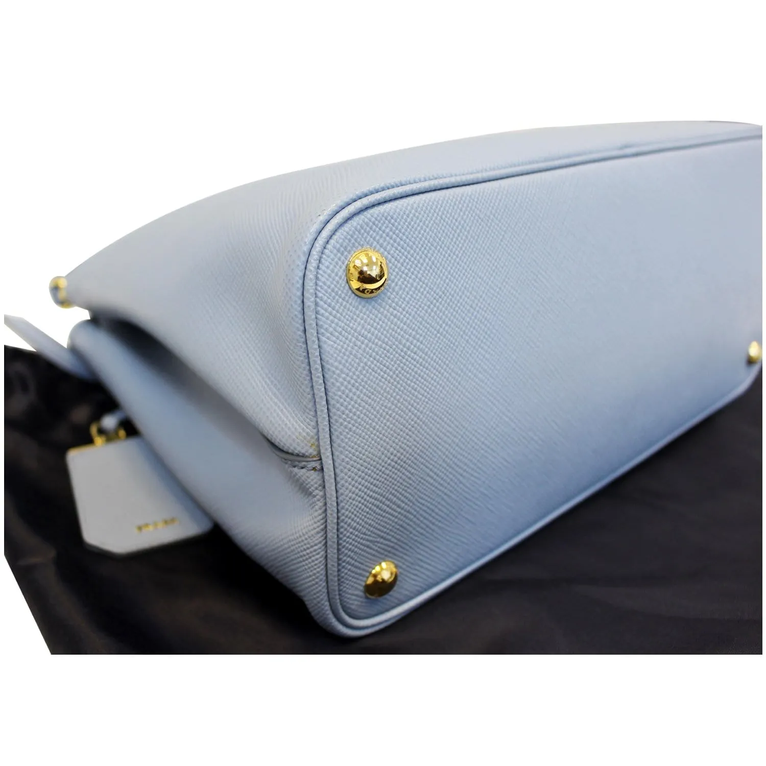 PRADA Lux Saffiano Leather Tote Shoulder Bag Blue