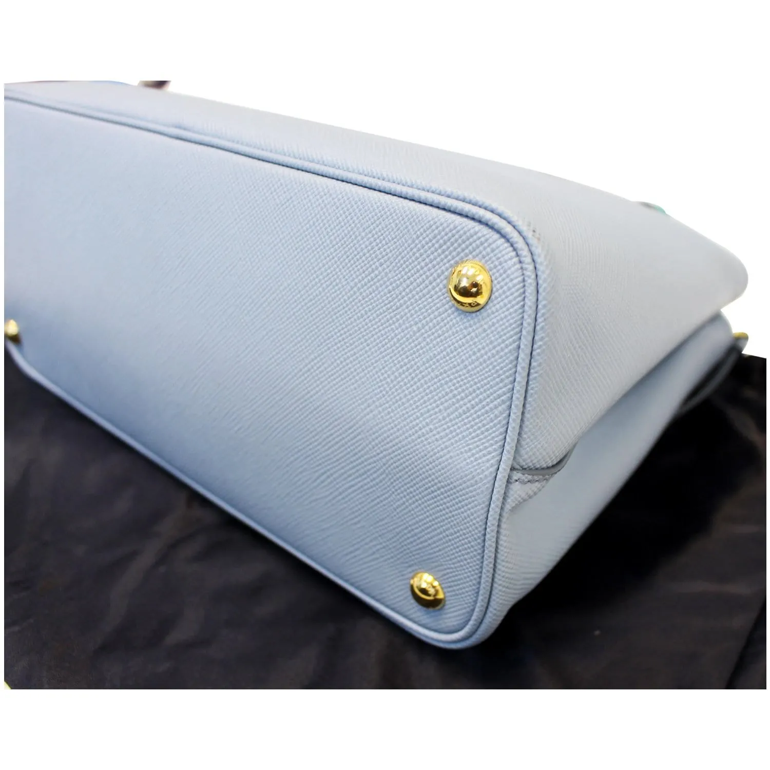 PRADA Lux Saffiano Leather Tote Shoulder Bag Blue