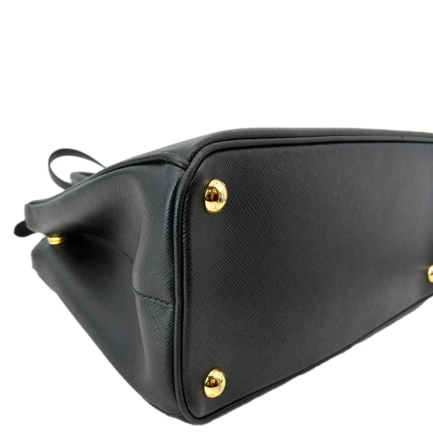 PRADA Saffiano Double-Zip Leather Tote Shoulder Bag Black