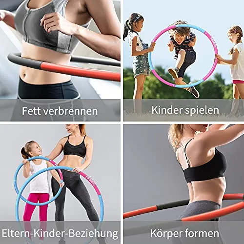 PROIRON Weighted Hula Hoop 1.2kg/1.8kg, Fitness Hula Hoops for Adults, Foam Padded Exercise Hula Hoop Detachable 73-98cm