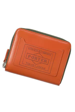 PS Leather Wallet Zip Wallet(Glass Leather) Orange/Khaki