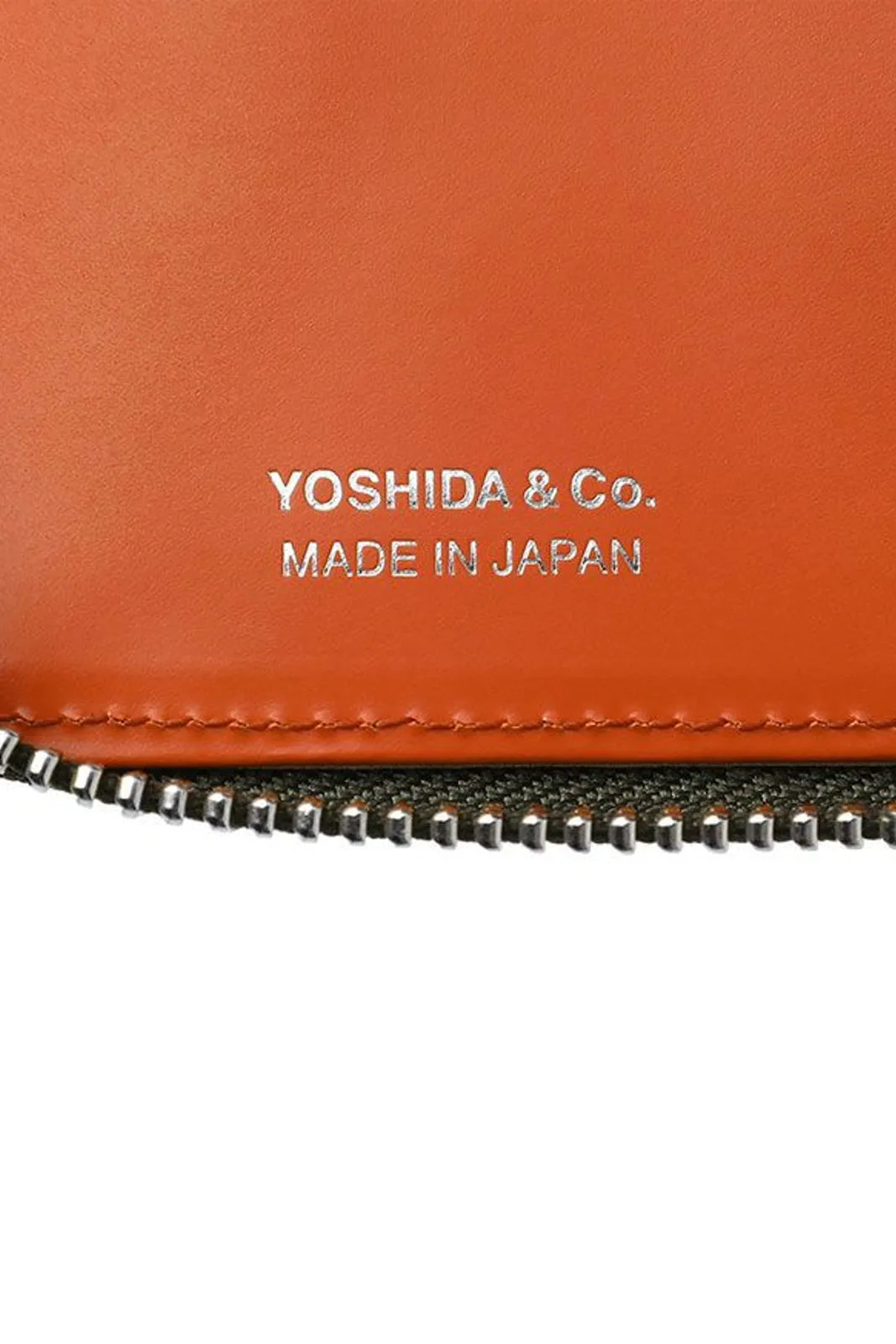 PS Leather Wallet Zip Wallet(Glass Leather) Orange/Khaki
