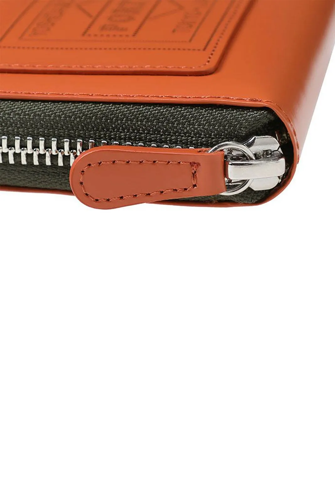 PS Leather Wallet Zip Wallet(Glass Leather) Orange/Khaki