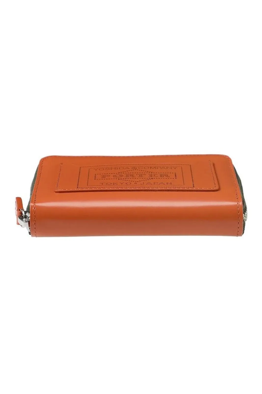 PS Leather Wallet Zip Wallet(Glass Leather) Orange/Khaki
