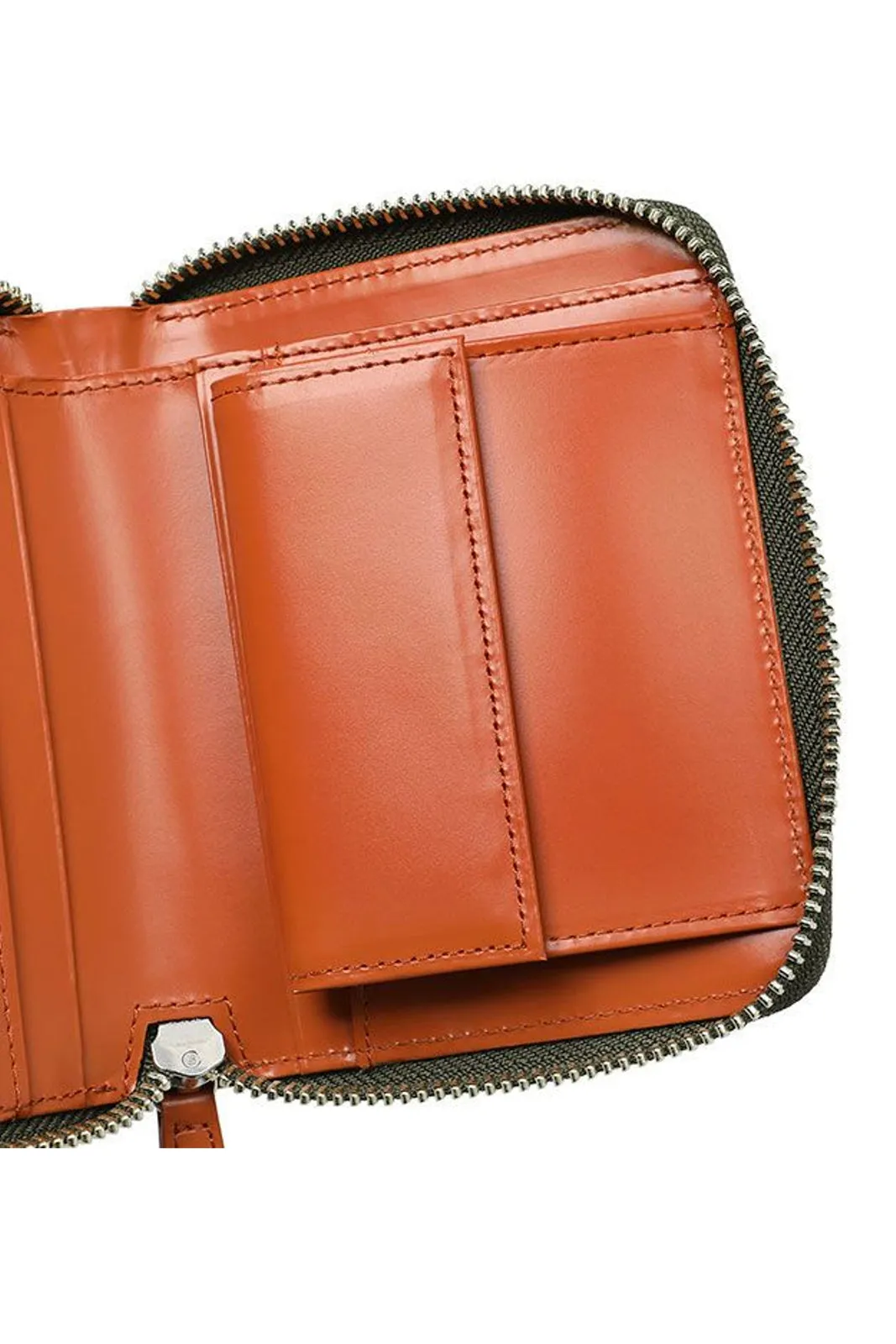 PS Leather Wallet Zip Wallet(Glass Leather) Orange/Khaki