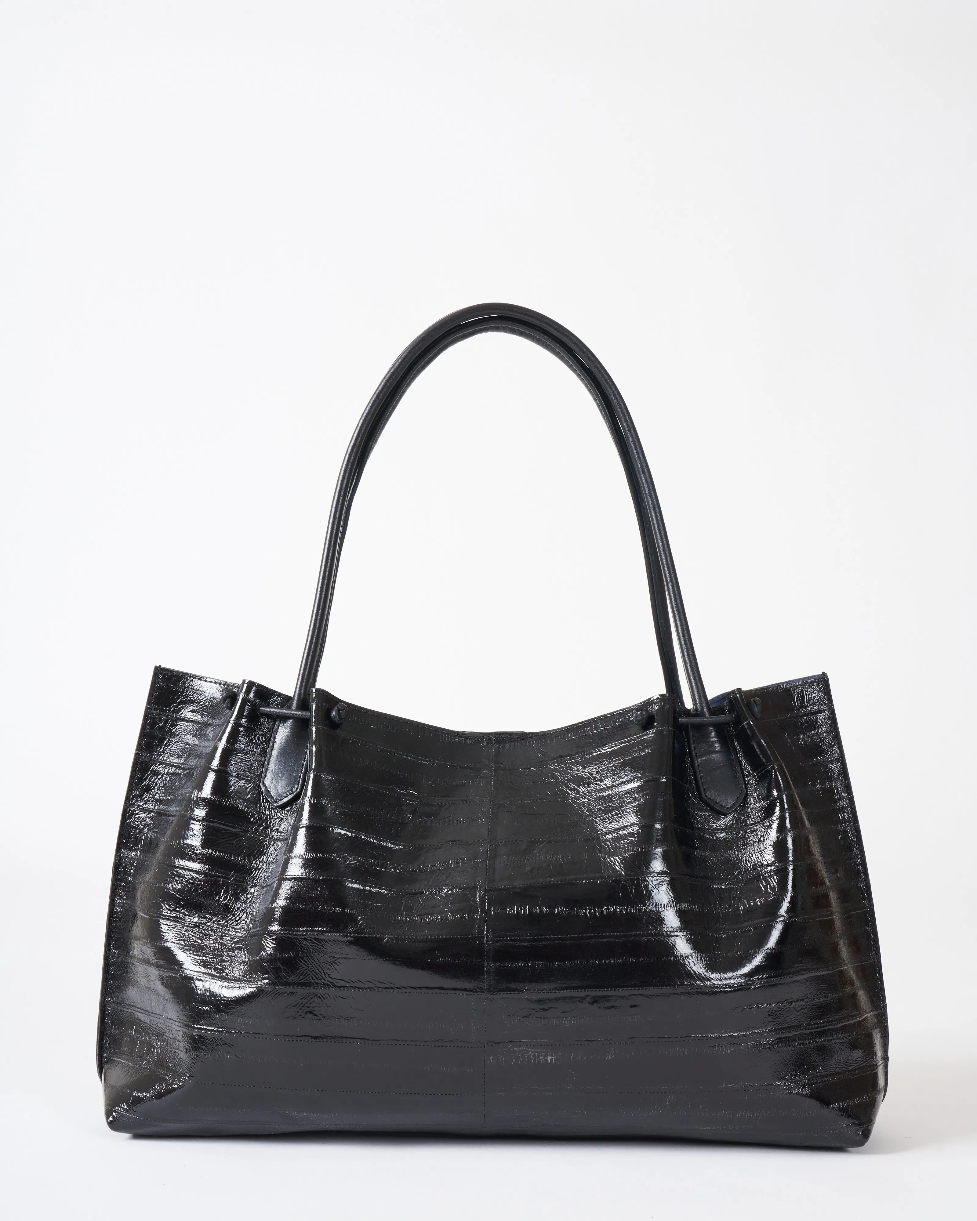 puckered tote - black eel