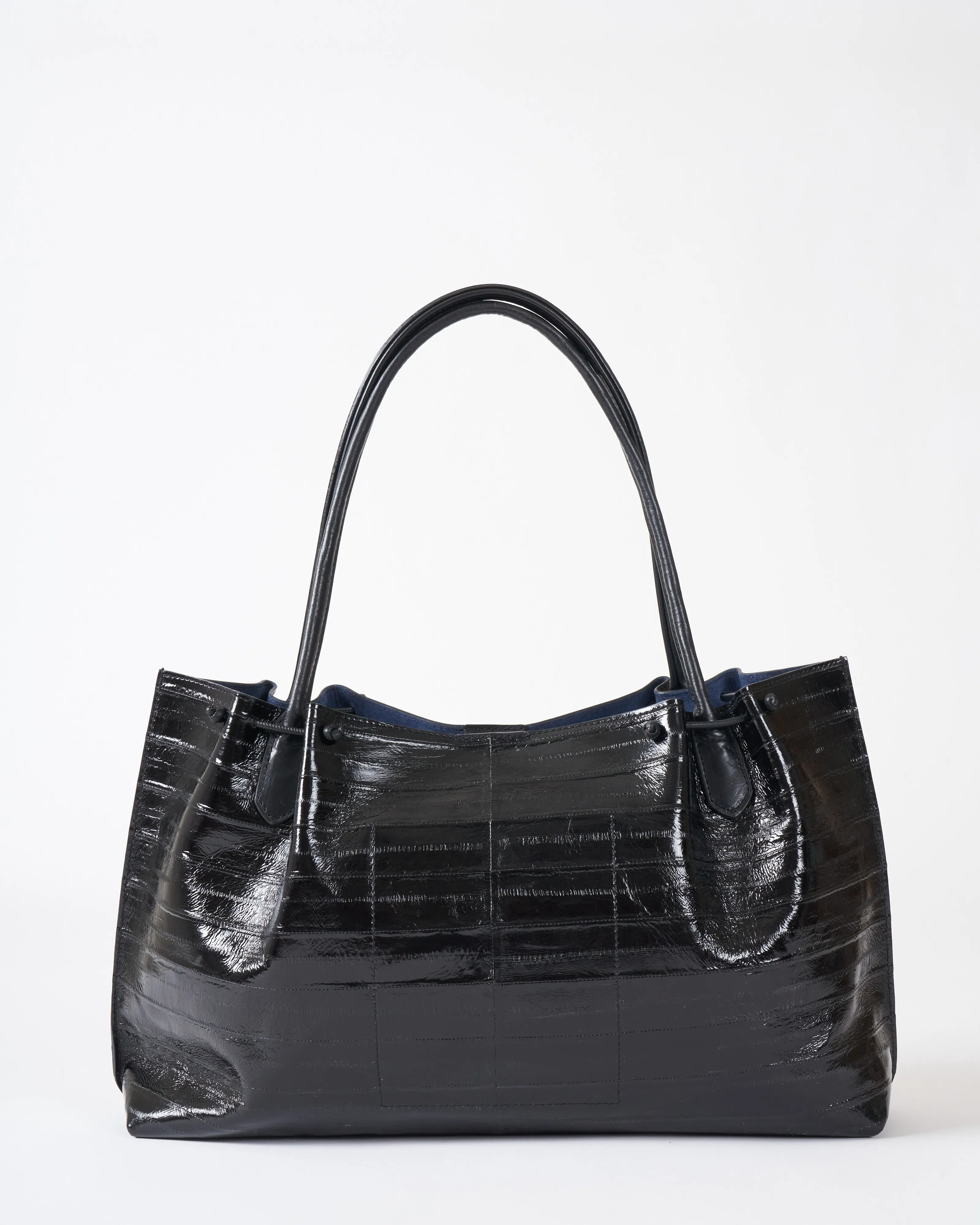 puckered tote - black eel