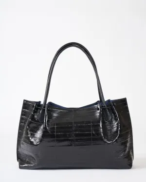 puckered tote - black eel