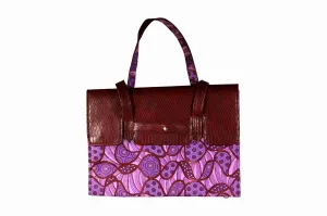 Purple Groove Ankara Leather Flap Bag