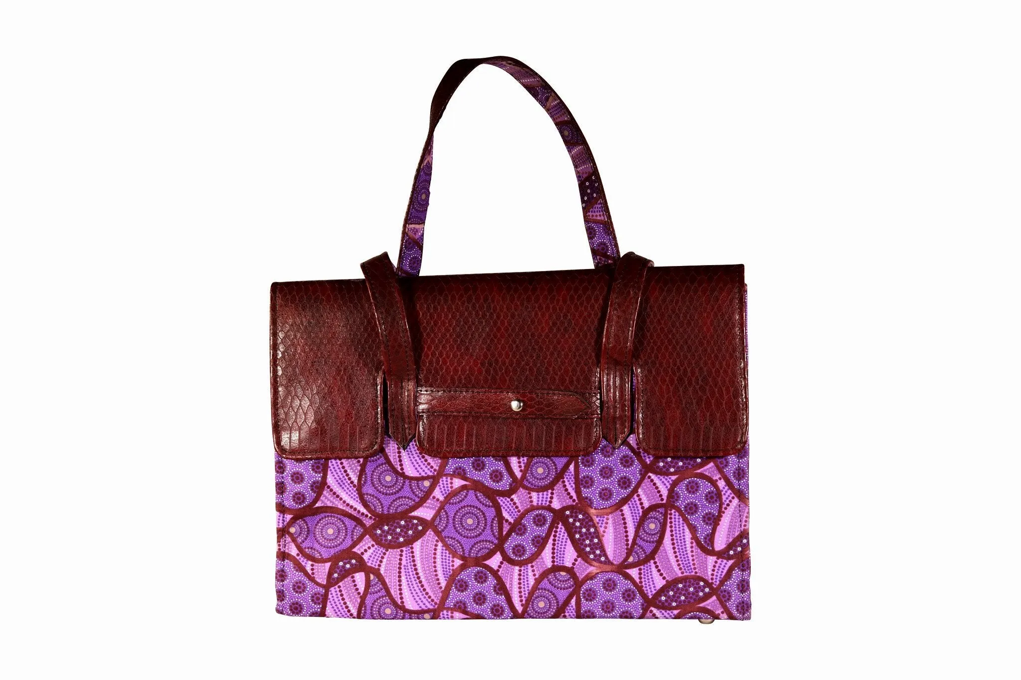 Purple Groove Ankara Leather Flap Bag