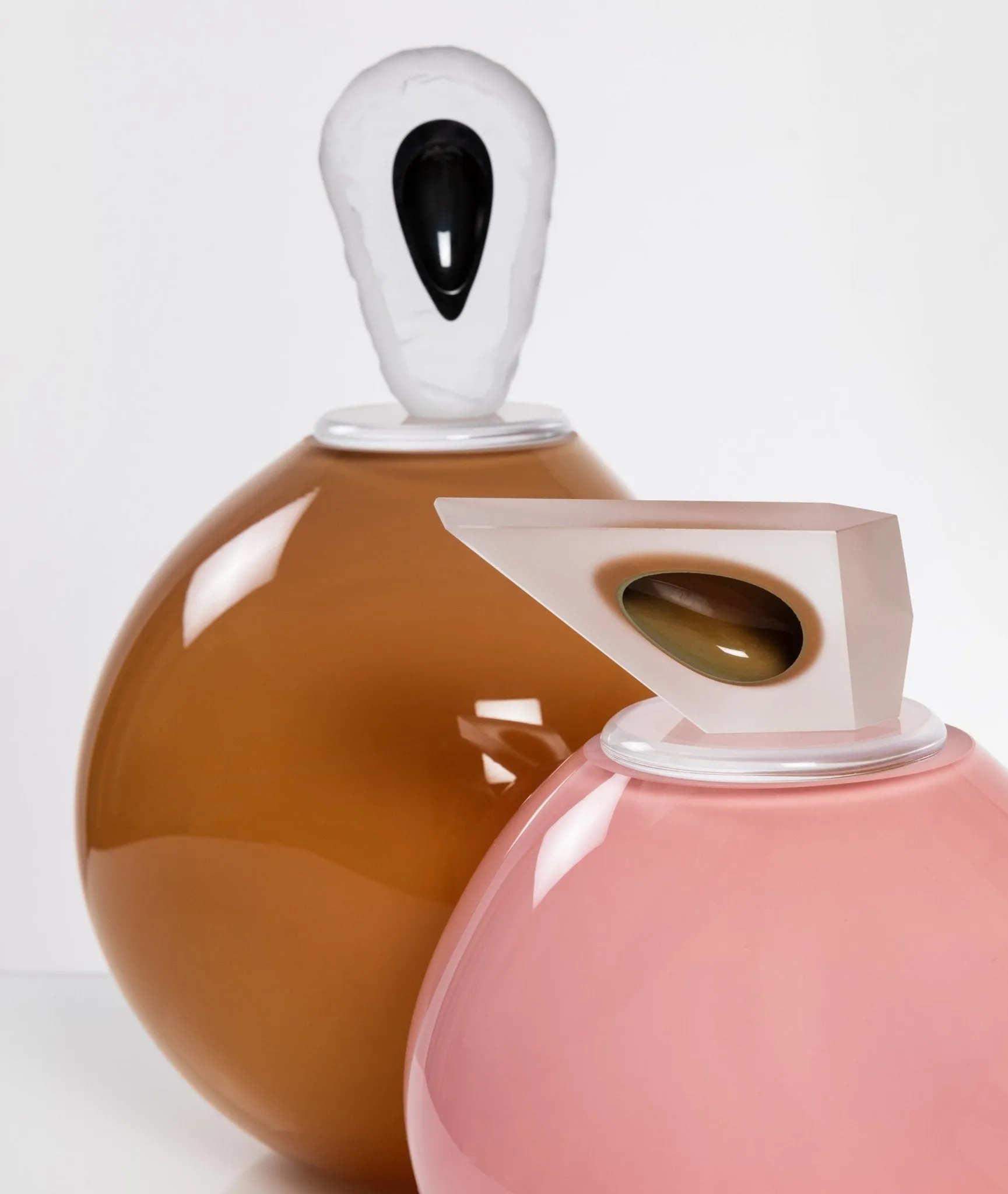 "Orb" Medium Pink Glass Cremation Urn