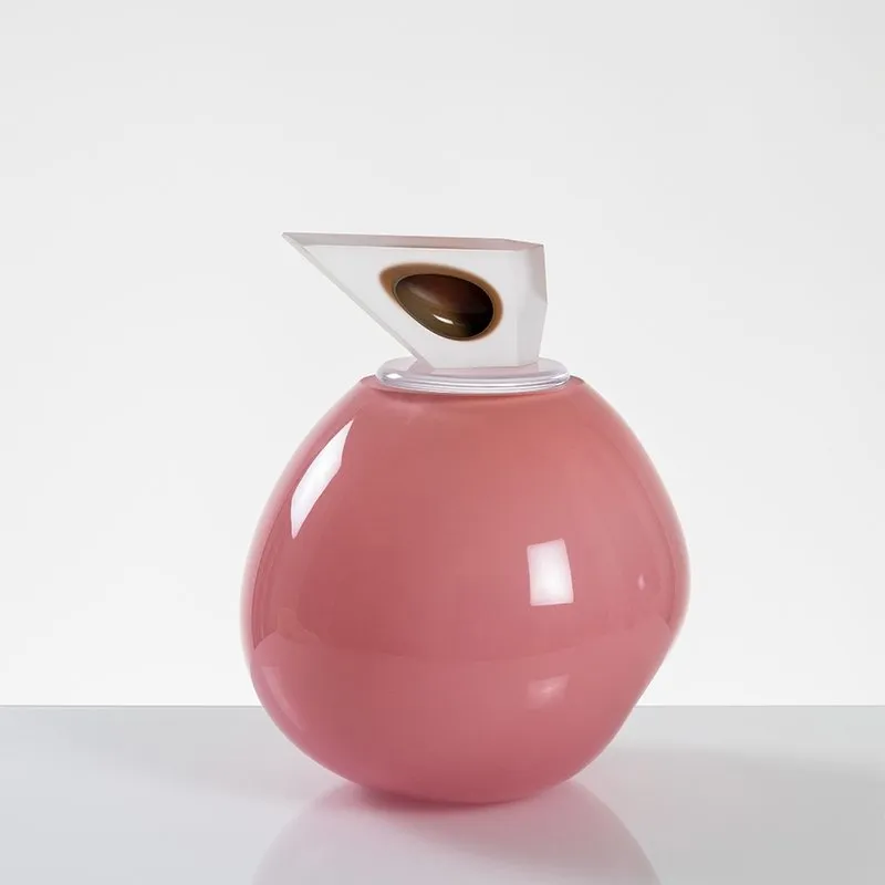 "Orb" Medium Pink Glass Cremation Urn