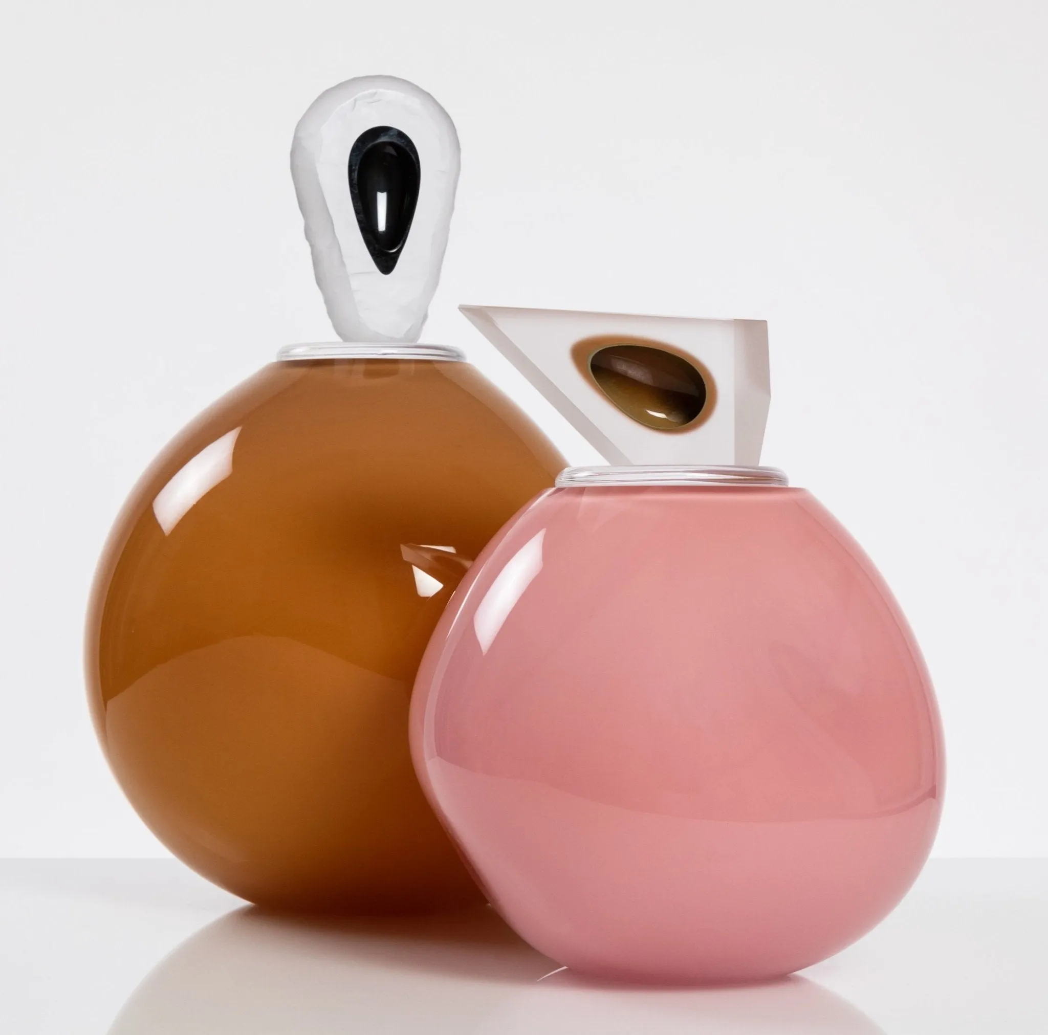 "Orb" Medium Pink Glass Cremation Urn