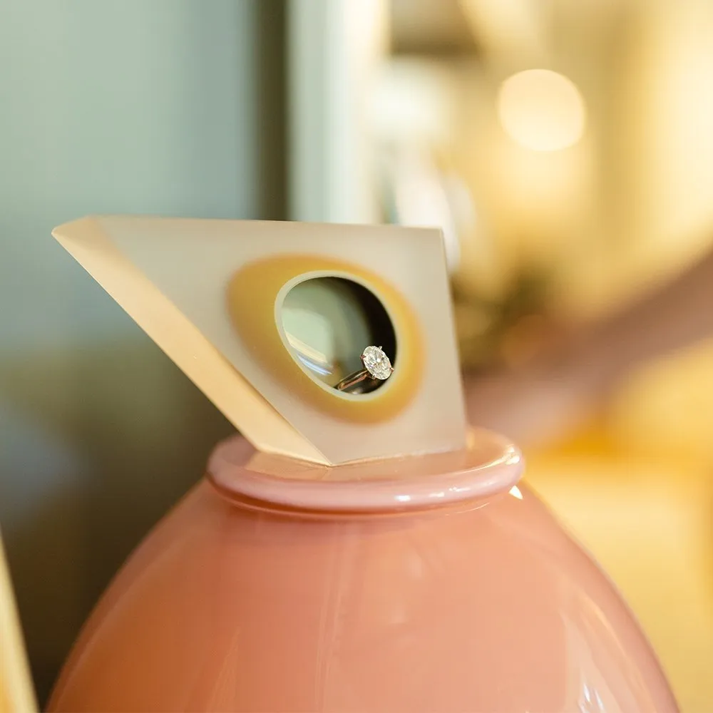 "Orb" Medium Pink Glass Cremation Urn