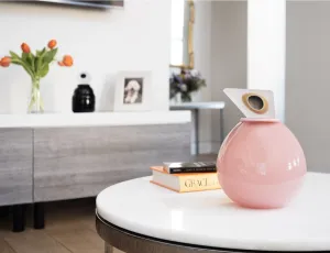 "Orb" Medium Pink Glass Cremation Urn