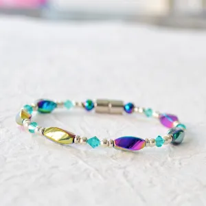 Rainbow Hematite & Crystal Magnetic Bracelet